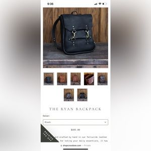 Crossbow Leather Backpack handmade in Telluride, CO